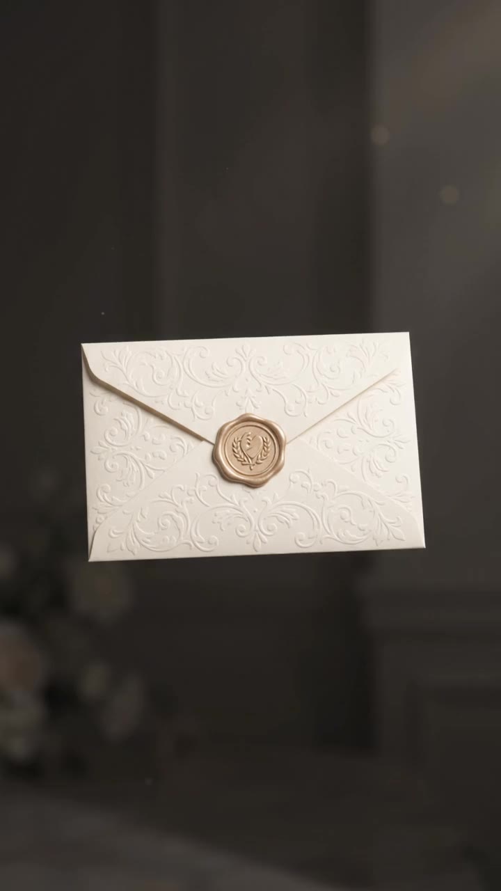 An ivory envelope with a wax seal
